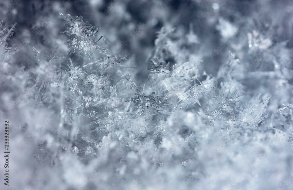 crystals of snow, ice