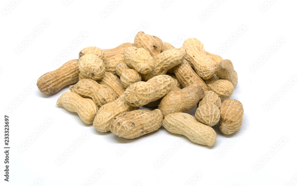 Close-up peanut studio shot. isolated on white Close-up peanut studio shot. isolated on white