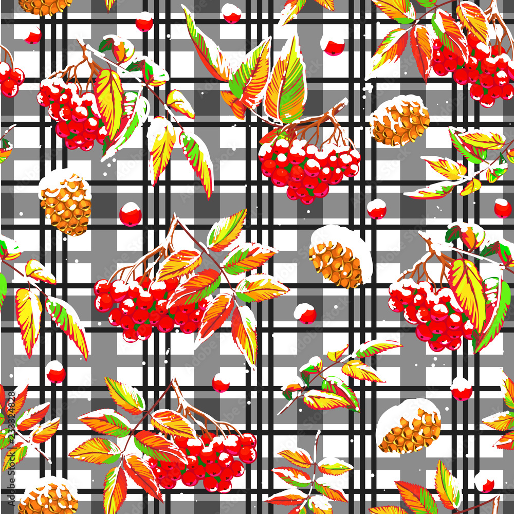 seamless christmas pattern with berries 