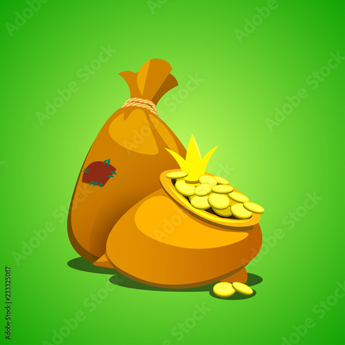 cartoon bag with gold. Logo icon design