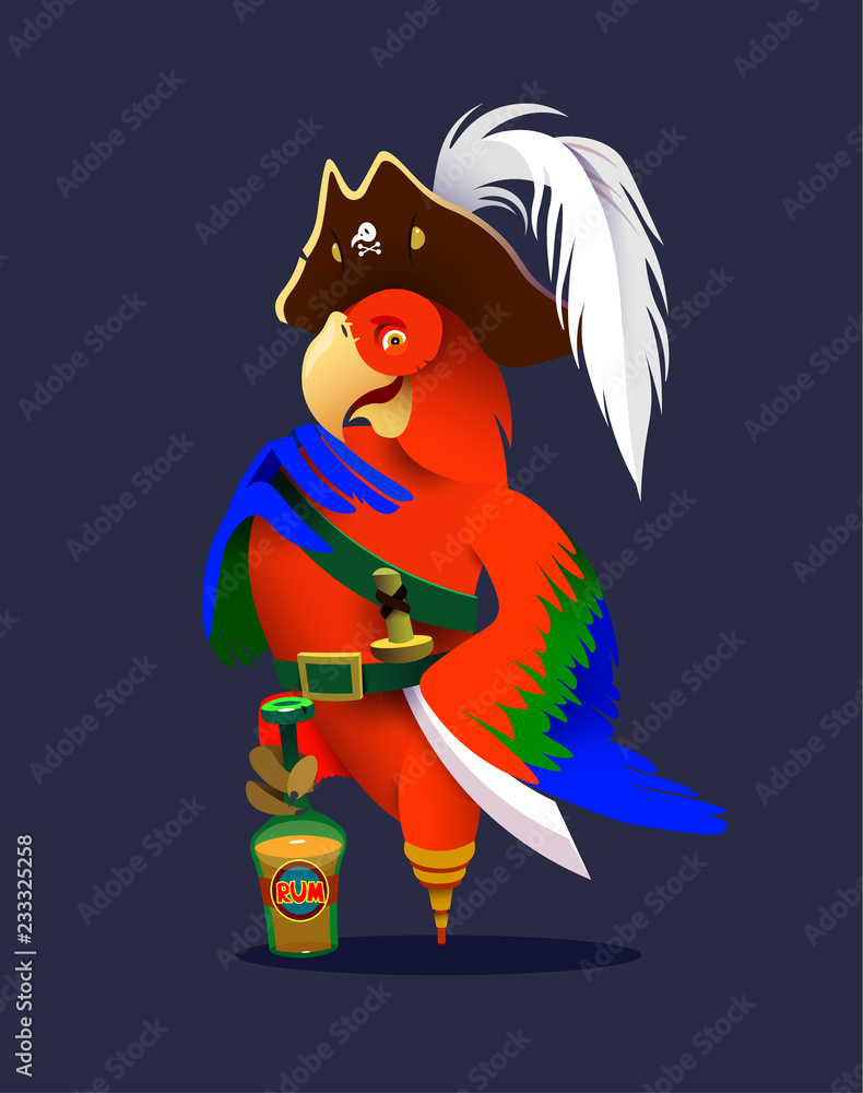 cartoon pirate parrot. character design. Vector Stock Vector | Adobe Stock