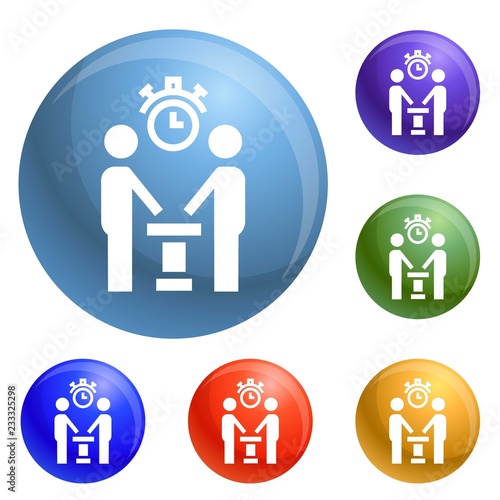 Political debate icons set vector 6 color isolated on white background