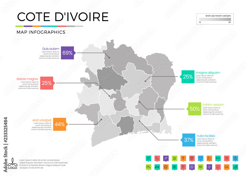Cote D Ivoire Map Infographics With Editable Separated Layers Zones cote-d-ivoire-map-infographics-with-editable-separated-layers-zones