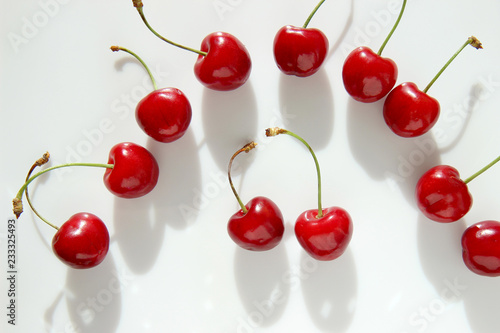 fresh cherries on a white background