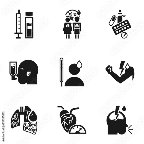 Pneumonia bacteria icon set. Simple set of 9 pneumonia bacteria vector icons for web design isolated on white background