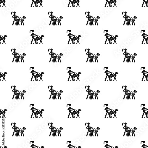 Blind girl dog guide pattern seamless vector repeat for any web design