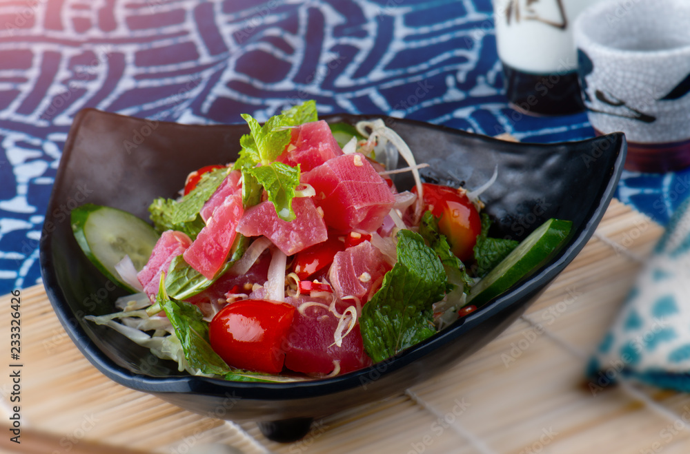 Spicy salad tuna in Thai style. Spicy salad tuna in Thai style.