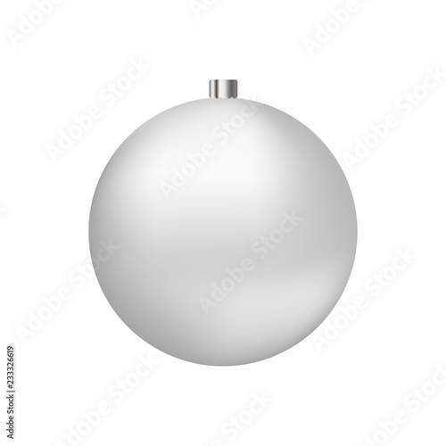 White blank christmas ball mockup - front view. Vector illustration
