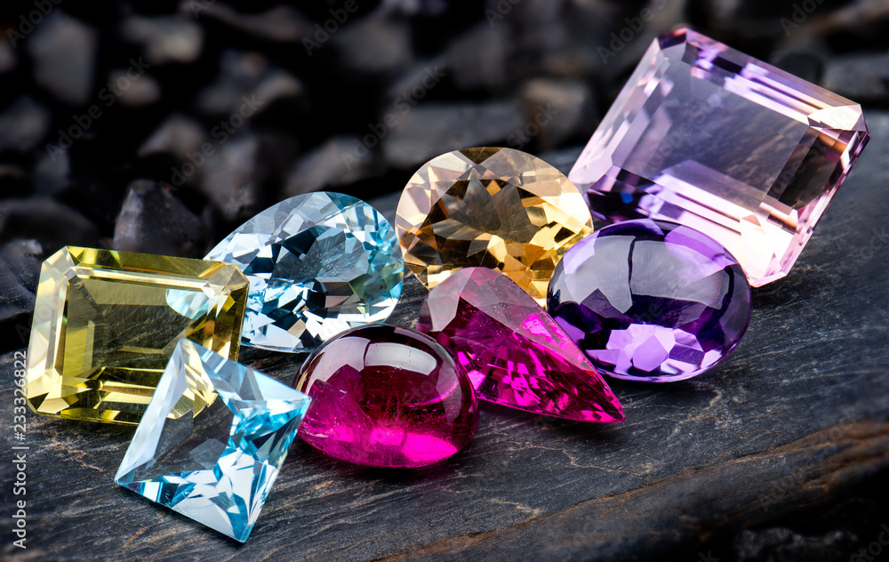 Gemstones collection jewelry set.