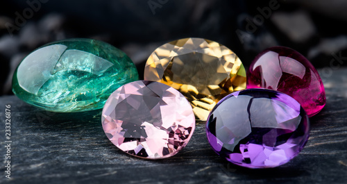 Gemstones collection jewelry set. photo
