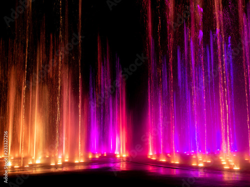  colored decorative dancing water jet led light fountain show at night