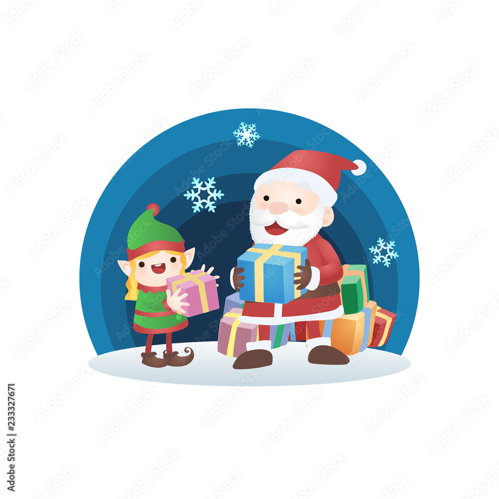 Fototapeta premium Christmas with Santa Claus and Elf