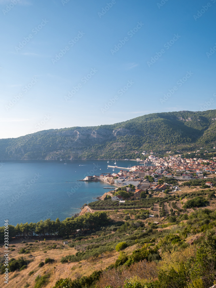 Small city Komiza on Adriatic sea coast