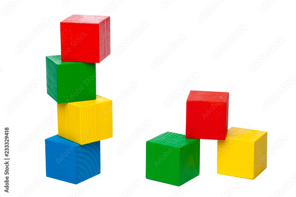 Wooden building blocks isolated on white background Wooden building blocks isolated on white background