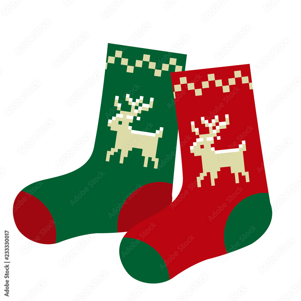 クリスマスのイメージの靴下 ペアのトナカイのイラスト クリスマスプレゼント Xmas Christmas Socks Stock Vector Adobe Stock