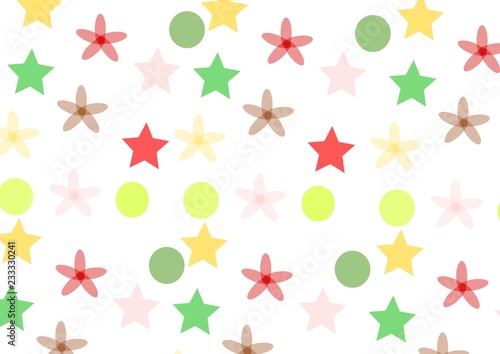 pattern background with star circle and flower on white background