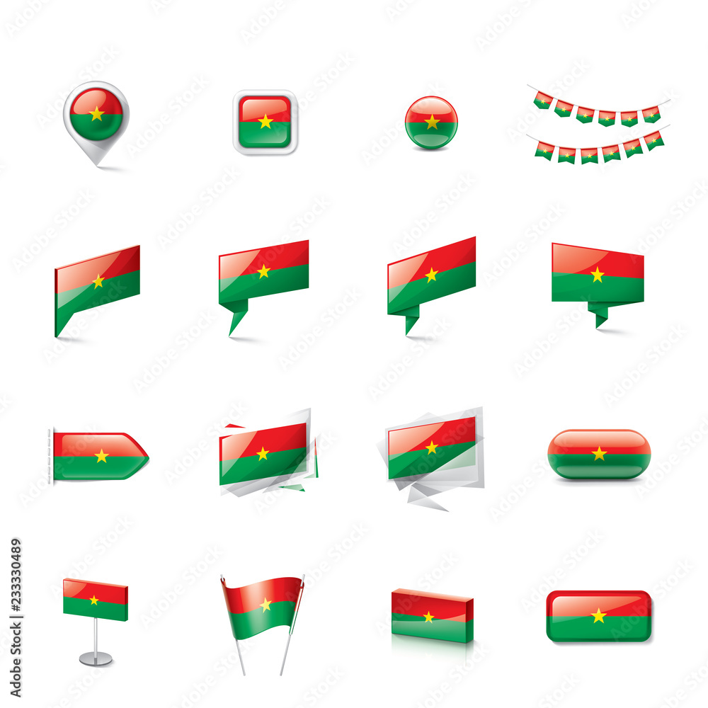 Burkina Faso flag, vector illustration on a white background Burkina Faso flag, vector illustration on a white background