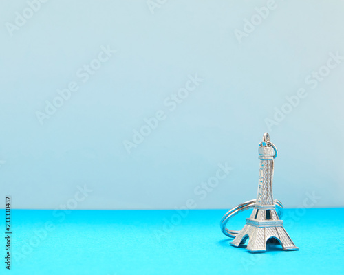 Eiffel tower model on Blue paper