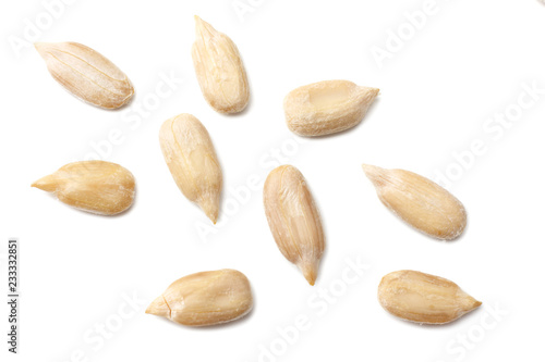 sunflower seeds isolated on white background. top view