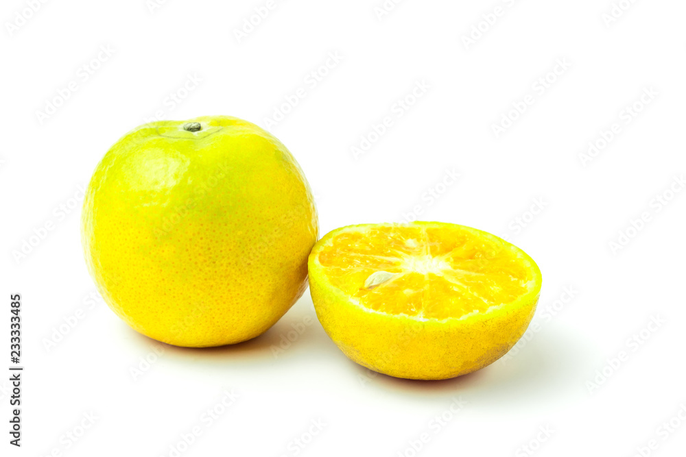 fresh oranges full and half cut Rich in vitamin C isolated on white background and clipping path fresh oranges full and half cut Rich in vitamin C isolated on white background and clipping path