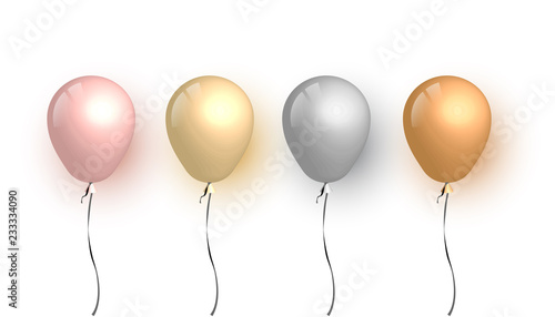 Set of 3d gold balloon  vector illustration.