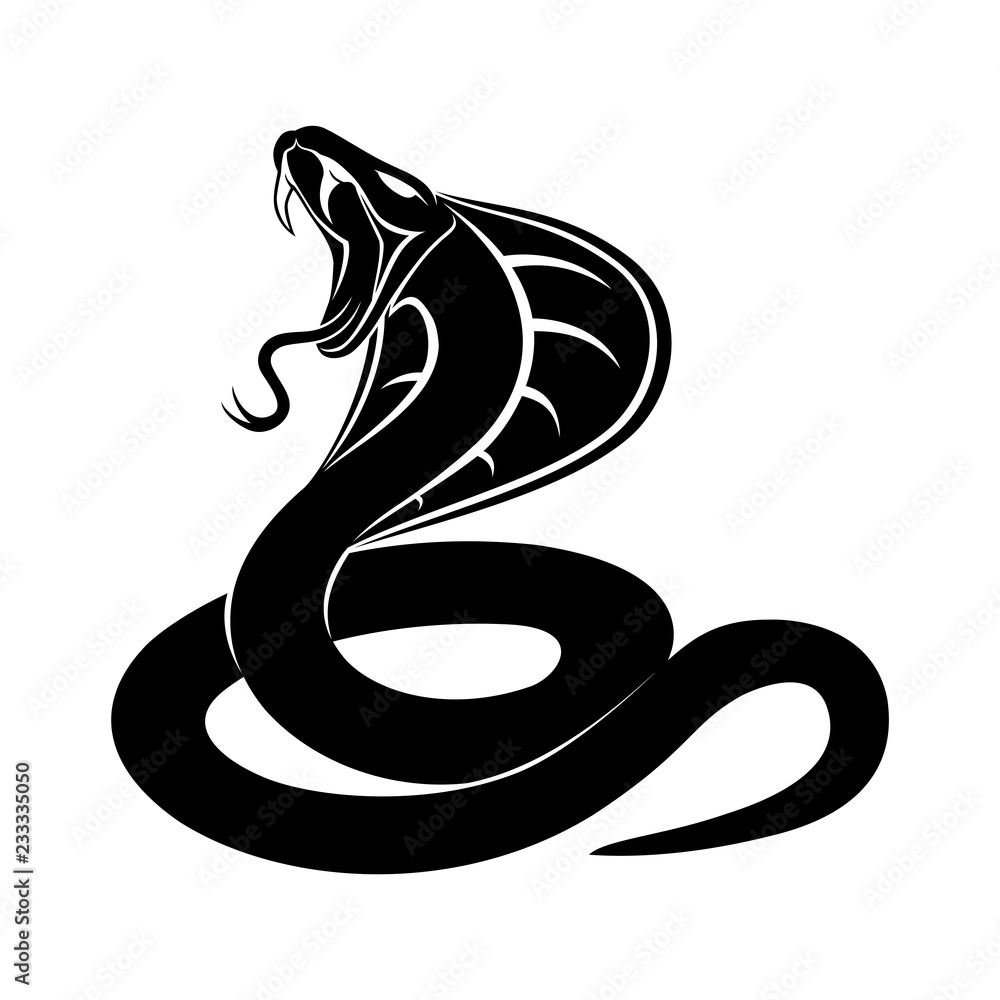 Naklejka premium Znak węża Kobra na białym tle.