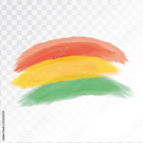 Rastafarian flag in watercolor. Isolated on transparent background. Vector illustration.