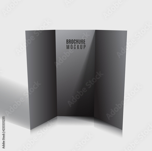 Black blank tri-fold brochure design isolated. Mockup design.