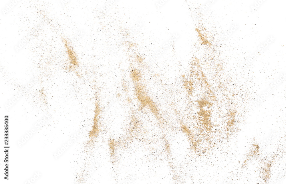Desert sand pile, dune isolated on white background and texture, with clipping path, top view Desert sand pile, dune isolated on white background and texture, with clipping path, top view