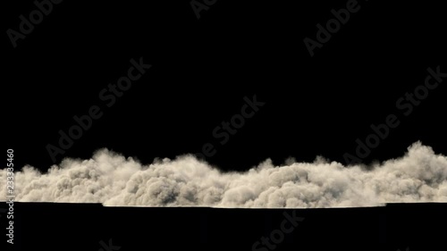 Dust clouds from the destruction of the building / Sand storm / Explosion smoke. Separated on pure black background, contains alpha channel.