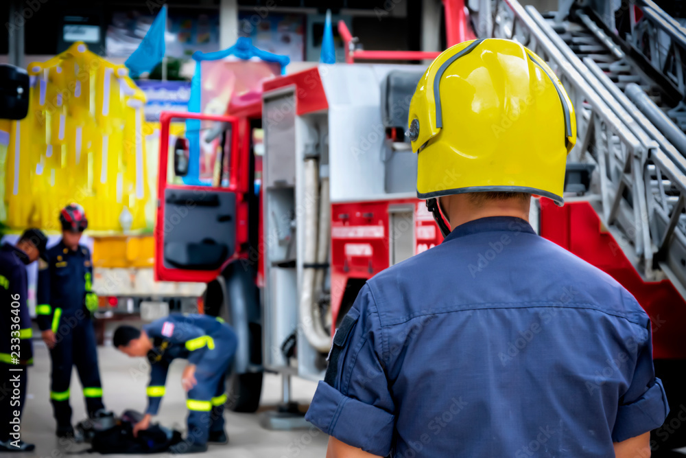 Firefighter, fireman. Emergency safety. Protection, rescue from danger. Firefighter, fireman. Emergency safety. Protection, rescue from danger.