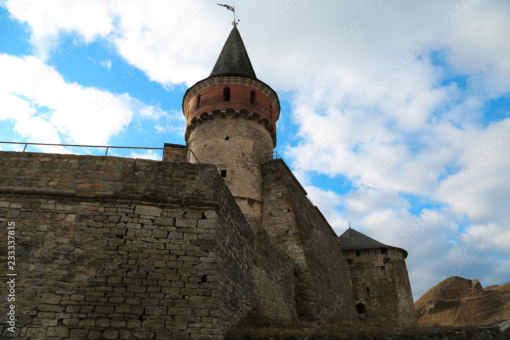 Stone fortress in Kamianets-Podilskyi city in western Ukraine