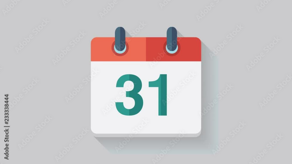Flat calendar icon monthly, animation Flat calendar icon monthly, animation