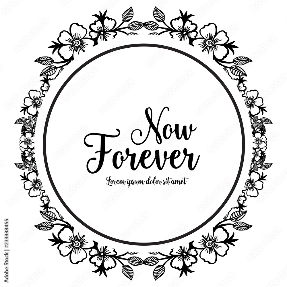 Ornament concept with floral for now forever card Ornament concept with floral for now forever card