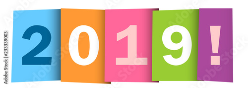 HAPPY NEW YEAR 2019 colorful letters banner