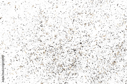 Scrap metal shavings  dust pile isolated on white background  texture  top view