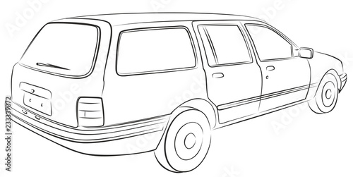 The Sketch of a old retro car.