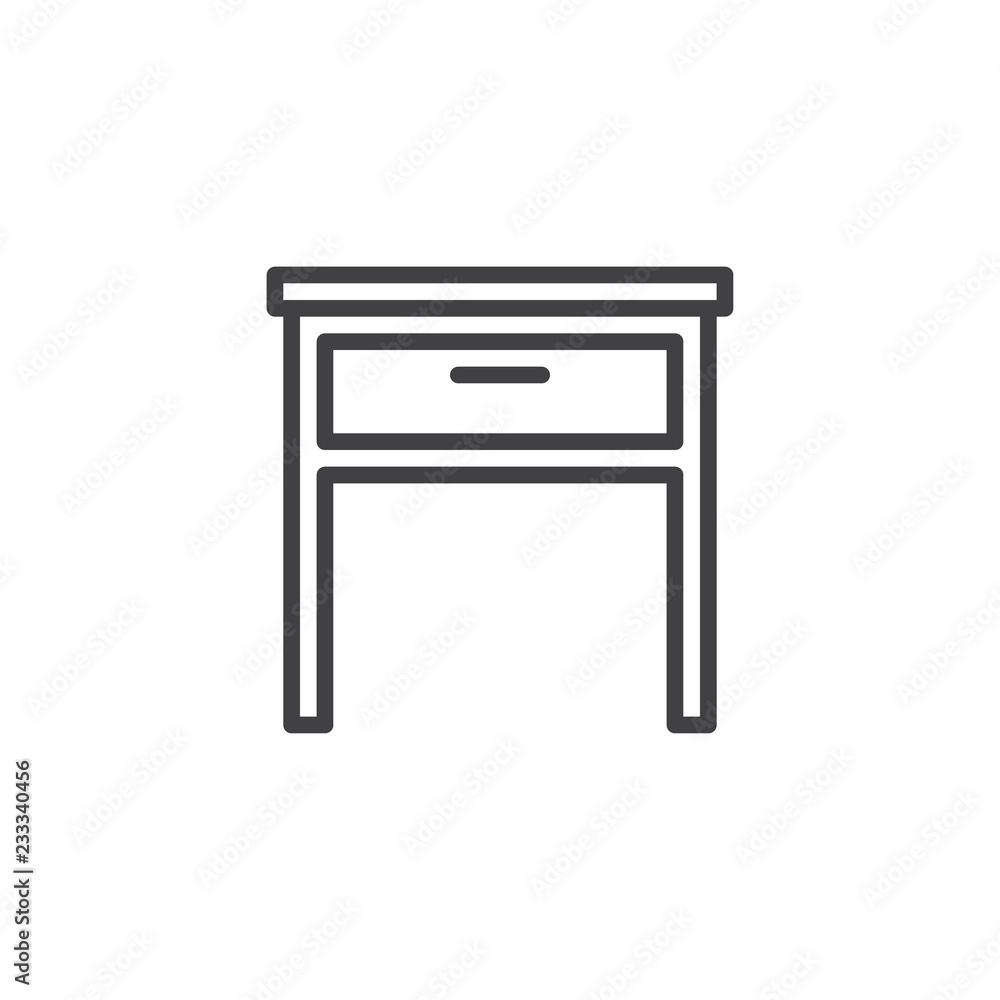 Drawer desk outline icon. linear style sign for mobile concept and web design. Office Table simple line vector icon. Symbol, logo illustration. Pixel perfect vector graphics Drawer desk outline icon. linear style sign for mobile concept and web design. Office Table simple line vector icon. Symbol, logo illustration. Pixel perfect vector graphics