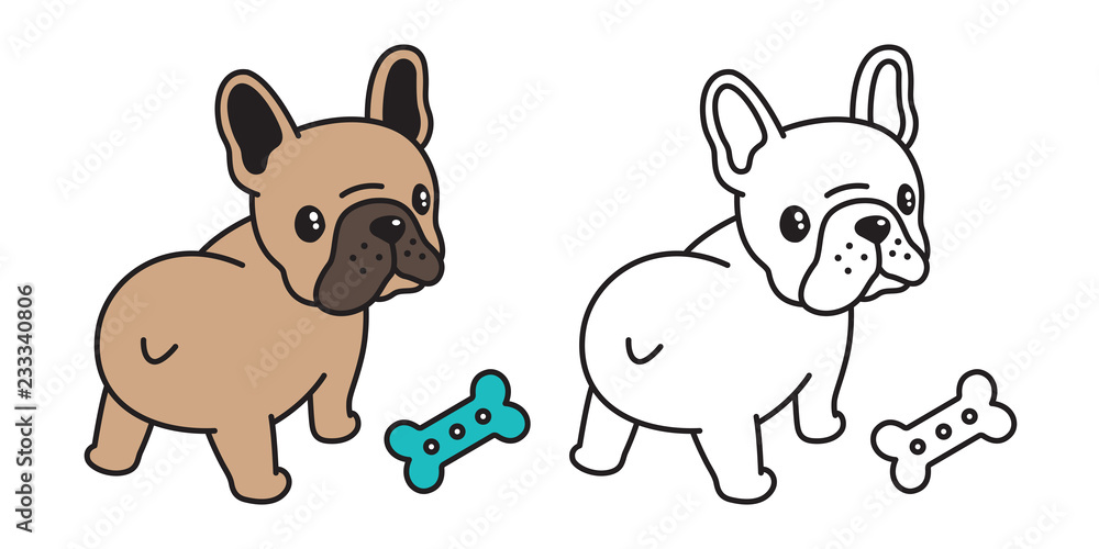 dog vector french bulldog logo icon bone food toy cartoon character illustration symbol brown