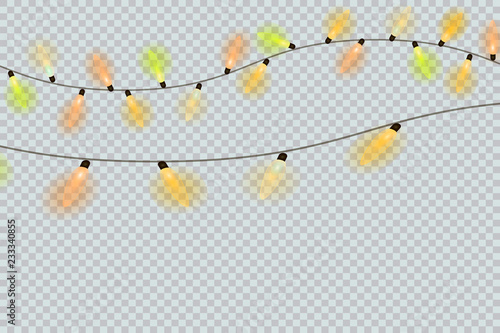 Christmas lights. Xmas and New Year greeting card elemets. Vector illustration