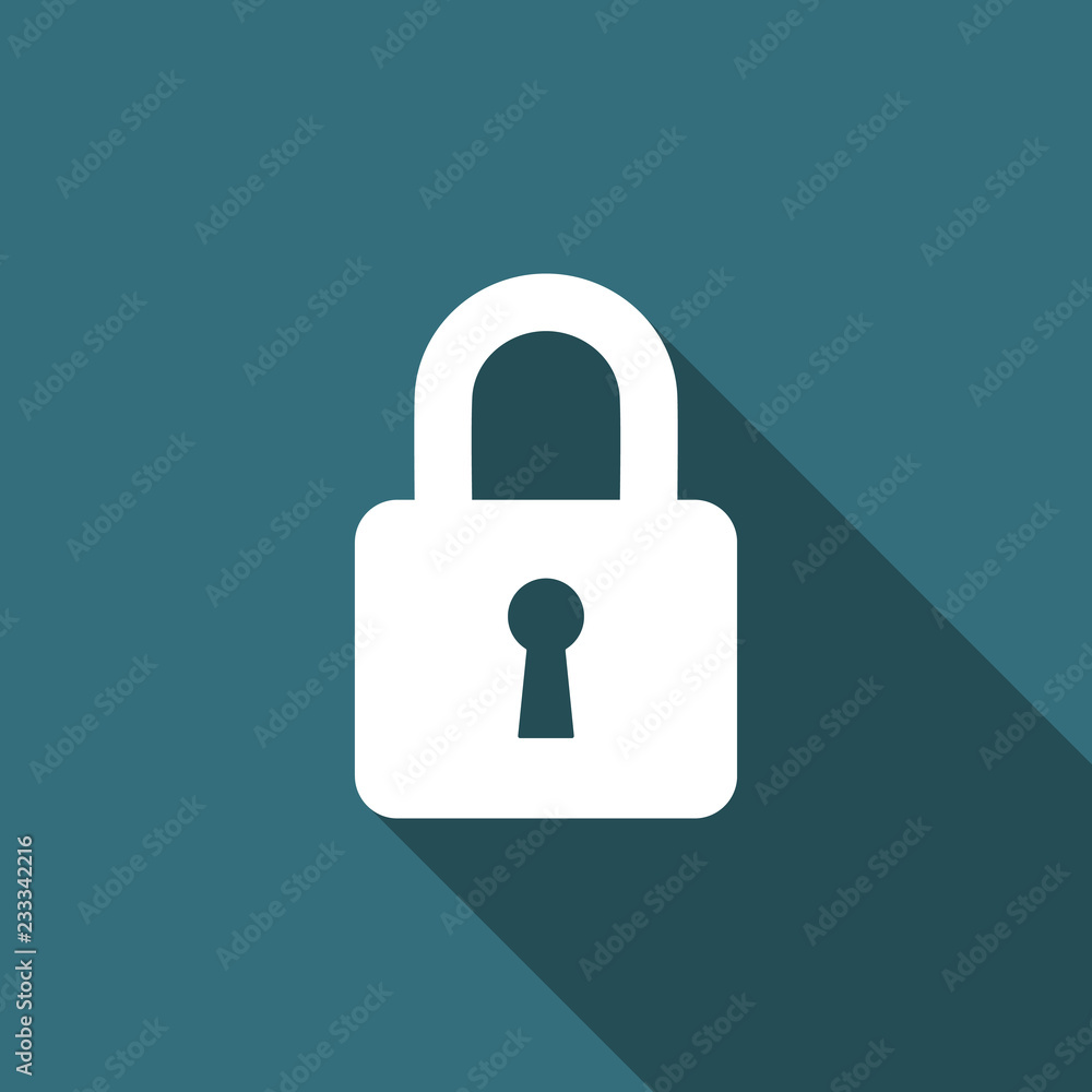 Lock icon isolated with long shadow. Flat design. Vector Illustration Lock icon isolated with long shadow. Flat design. Vector Illustration