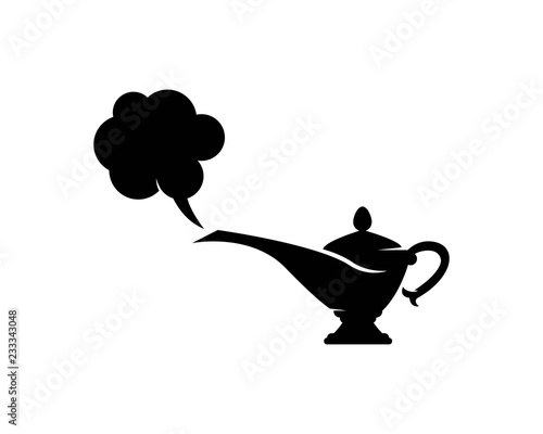 magic lamp genie icon logo template