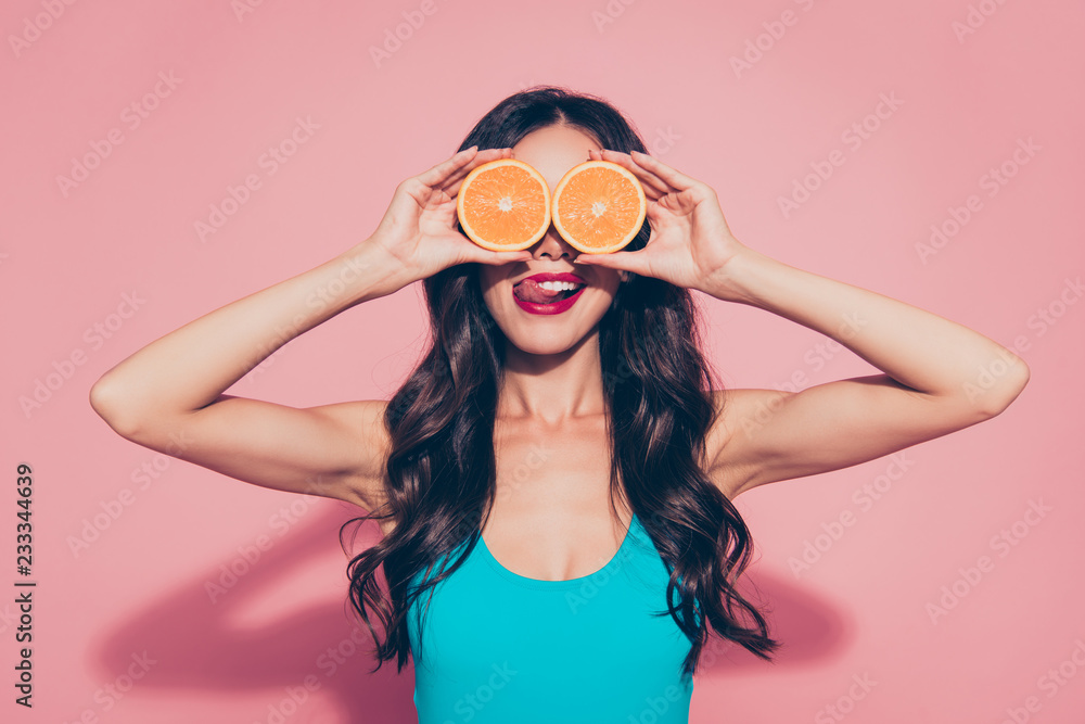 Portrait of cheerful girlish foolish glamorous lovely attractive Portrait of cheerful girlish foolish glamorous lovely attractive