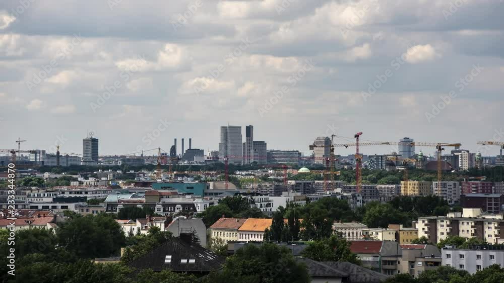 Berlin (west Berlin) skyline in timelapse motion, zoom in Berlin (west Berlin) skyline in timelapse motion, zoom in