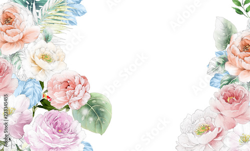 Elegant roses and peony flowers