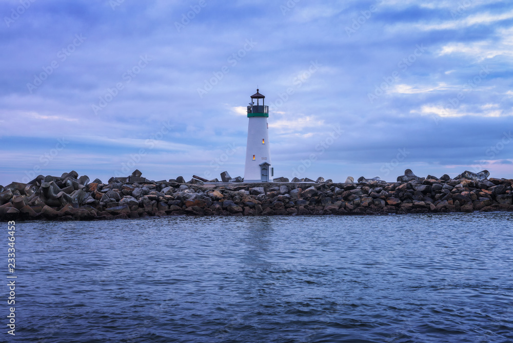 Walton Lighthouse at the Santa Cruz harbor in Monterey bay