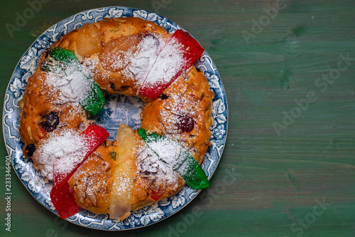 typical portuguese Christmas cake Bolo rei
