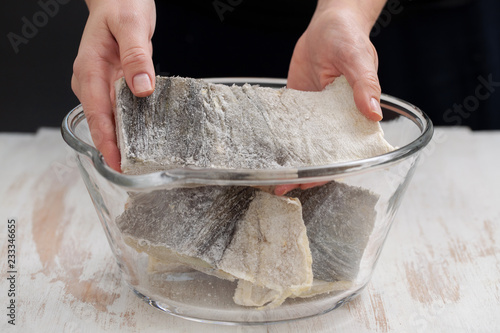 Photography salted sry cod fish