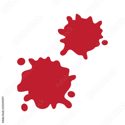 Blood splatters and blood drops. Drop red ink or red blood