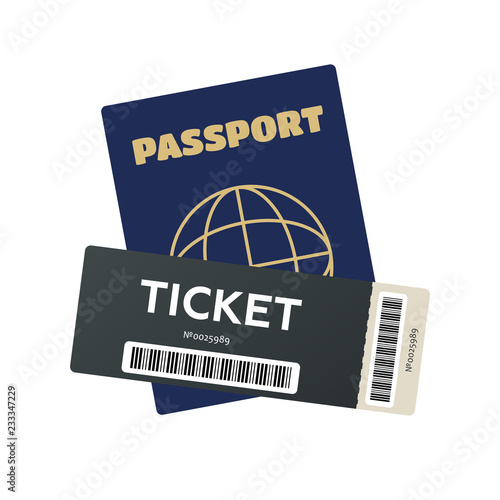 Passport with airline tickets. International tourism travelling concept. Personal document passport with ticket flight